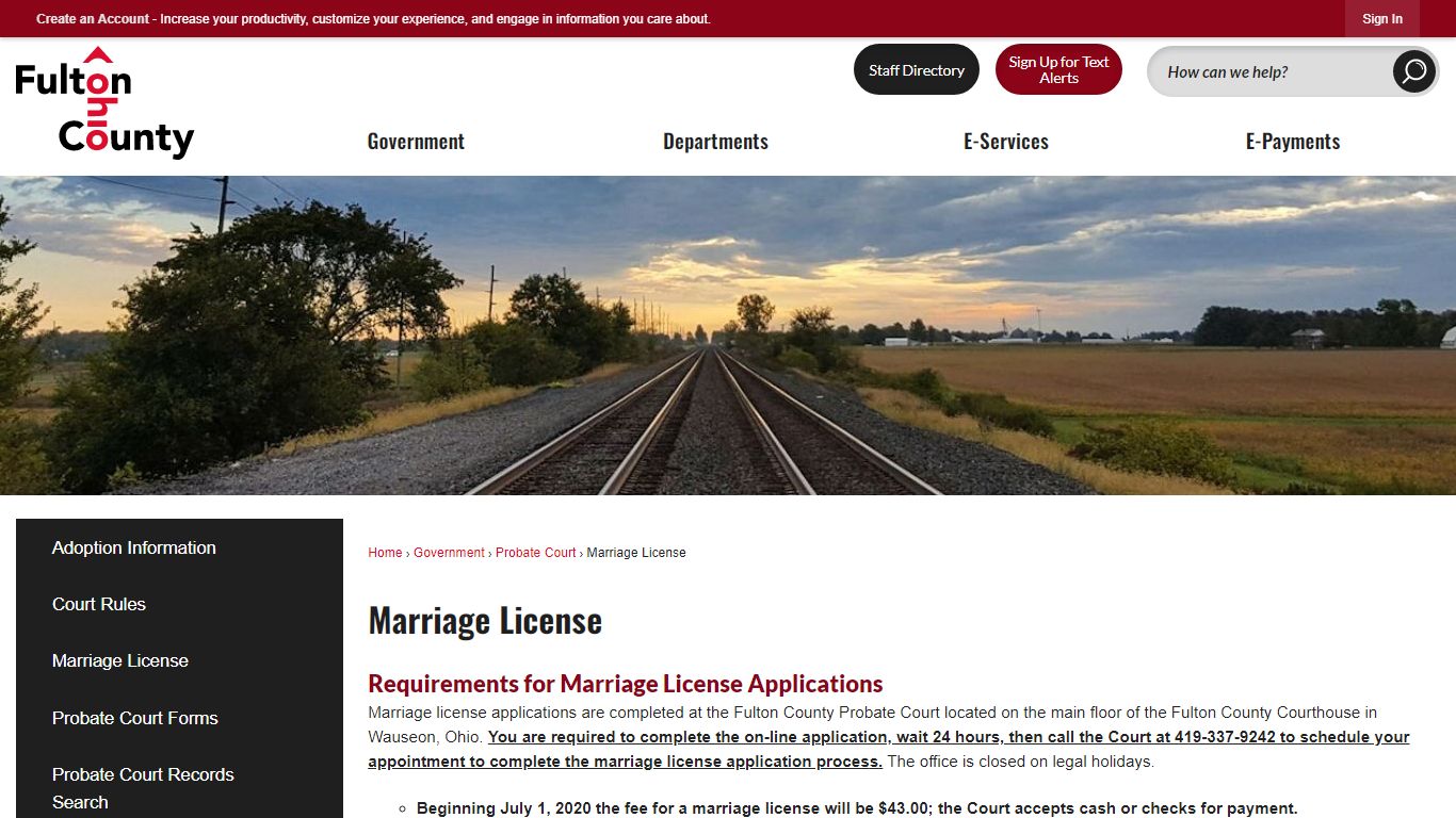 Marriage License | Fulton County, OH - Official Website
